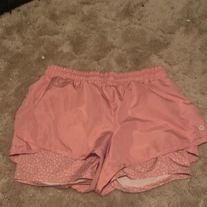 RBX Pink Double-Layer Athletic Shorts